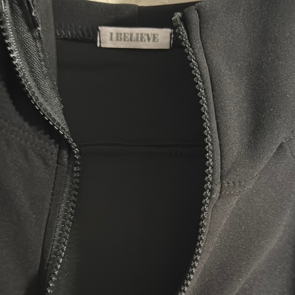 Elegant Black Bomber Zip Up Sweater - Picture 6 of 6